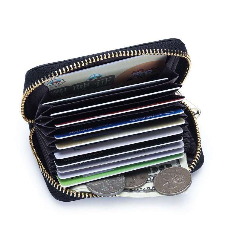 High-end Exquisite Sheepskin Small Card Bag Women's Fashionable Embroidered Zipper Organ ID Multi-card Change Purse