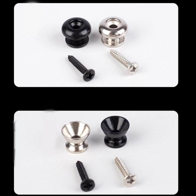 2pcs Stylish Silver Bell Shape Strap Buttons Skidproof Strap Lock Guitar Buckles Suitable for Various Skill Levels
