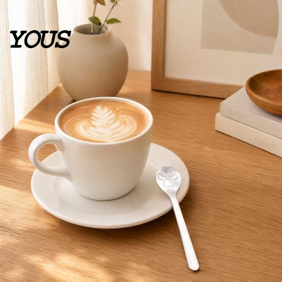 Cat Paw Utensil 1/2/3Pcs Stainless Steel Teaspoon, Design Mixing Spoon, Easy to Shaped Coffee Stirrer Clean Tableware for Sugar Ice Cream