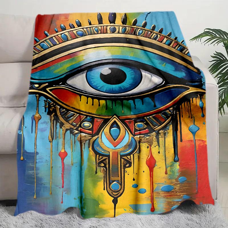 1PC All-Seeing Eye theme printed blanket, all season lightweight home office outdoor nap multifunctional blanket A9