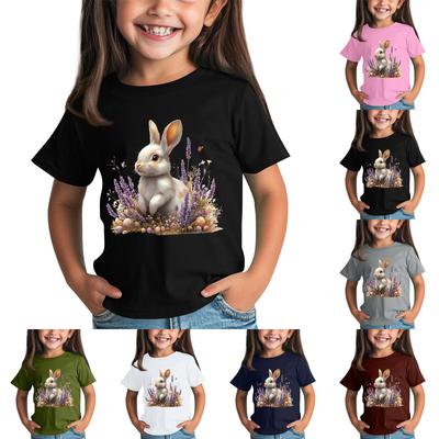 Children's Short Sleeve Neck T-Shirt Animal Print Daily Casual Top