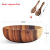Acacia Wooden Bowl Japanese Style Wooden Tableware Household and Basin Fruit Plate Salad Bowl Whole Wooden Soup Bowl