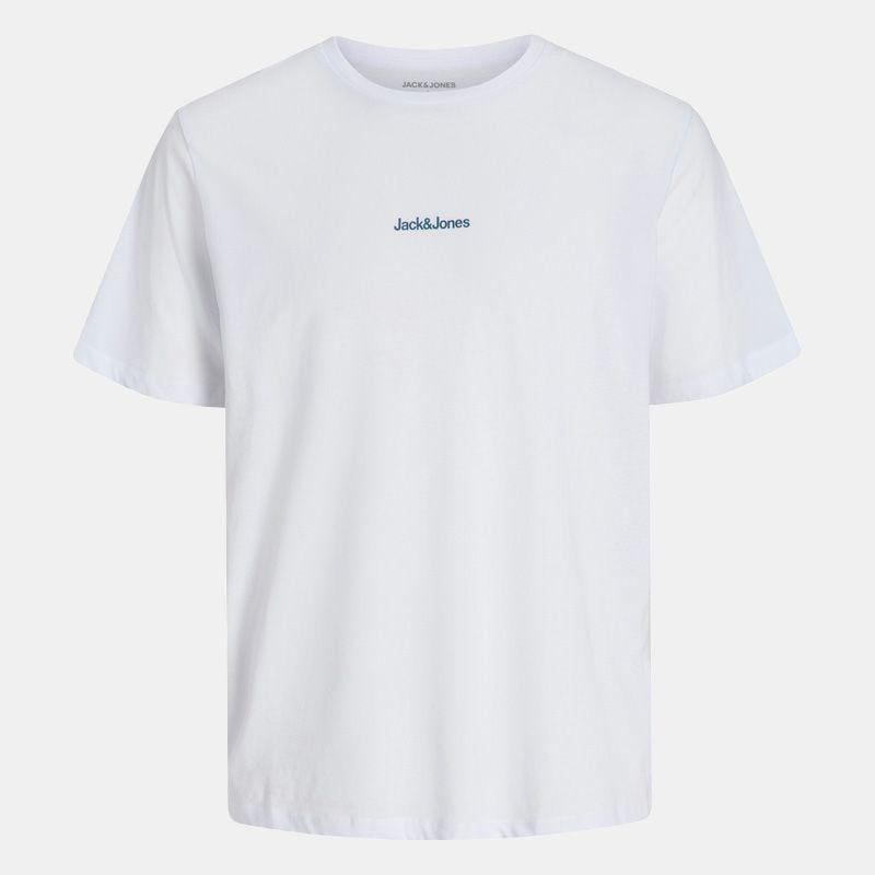 White Mine Round Neck T-shirt Rising Sun Pattern Men JACK & JONES