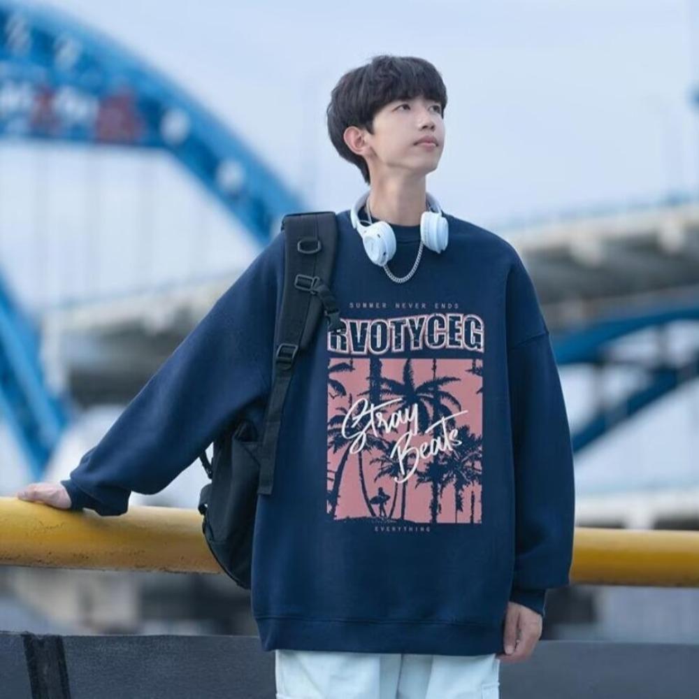 Coconut Grove Scenic Print Loose Casual Versatile Couple Top Inside M