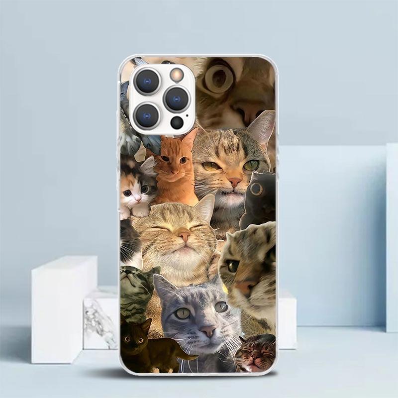 Crying Cat Memes Soft Cover for iPhone 16 17 Air 15 14 Pro Max 16E Phone Case 13 Mini 12 11 7 SE 8 Print Pattern Fit Cases 16 17