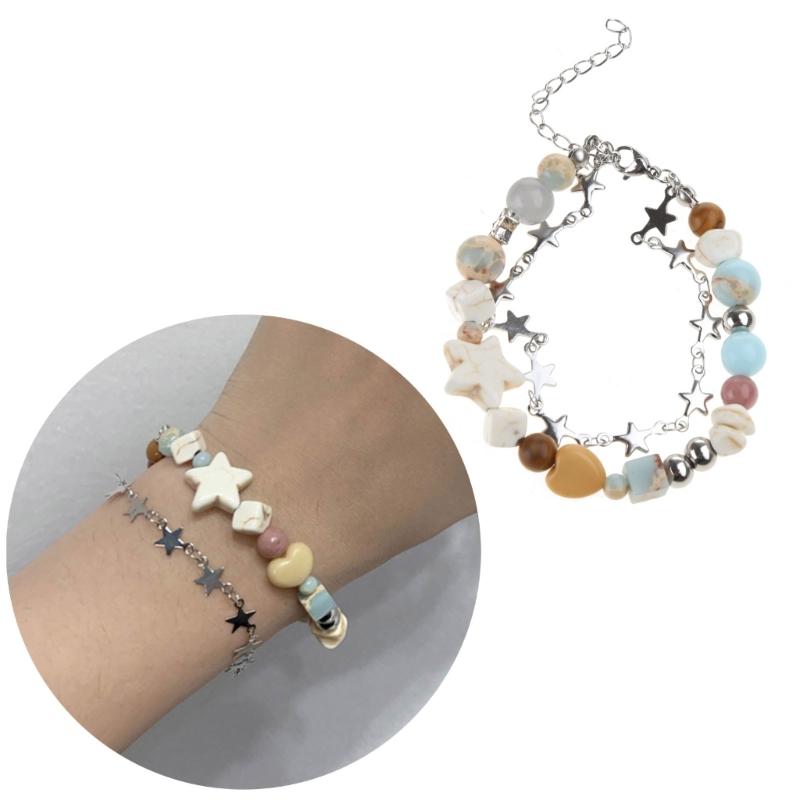 Y2K Star Beaded Bracelets Bangle Harajuku 2023 Fashion Jewelry Gift for Women