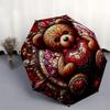 Stained Teddy Bear Wall Art DecorUmbrella, Portable 3-Fold Compact Umbrella for Men & Women Gift