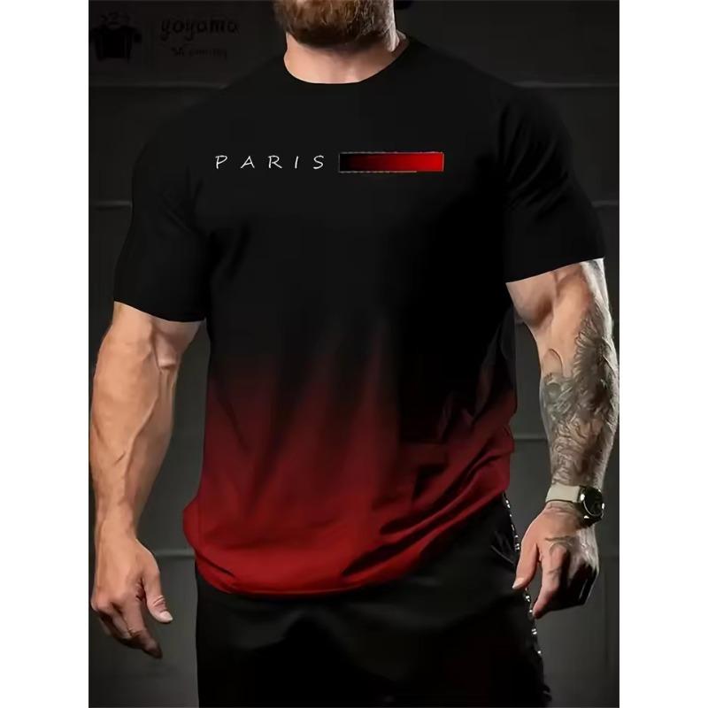Summer Gradient Print T Shirt Men Fashion Graphic T Shirts 3D Print Men's Clothing Round Neck T-shirts for Men Street Tops