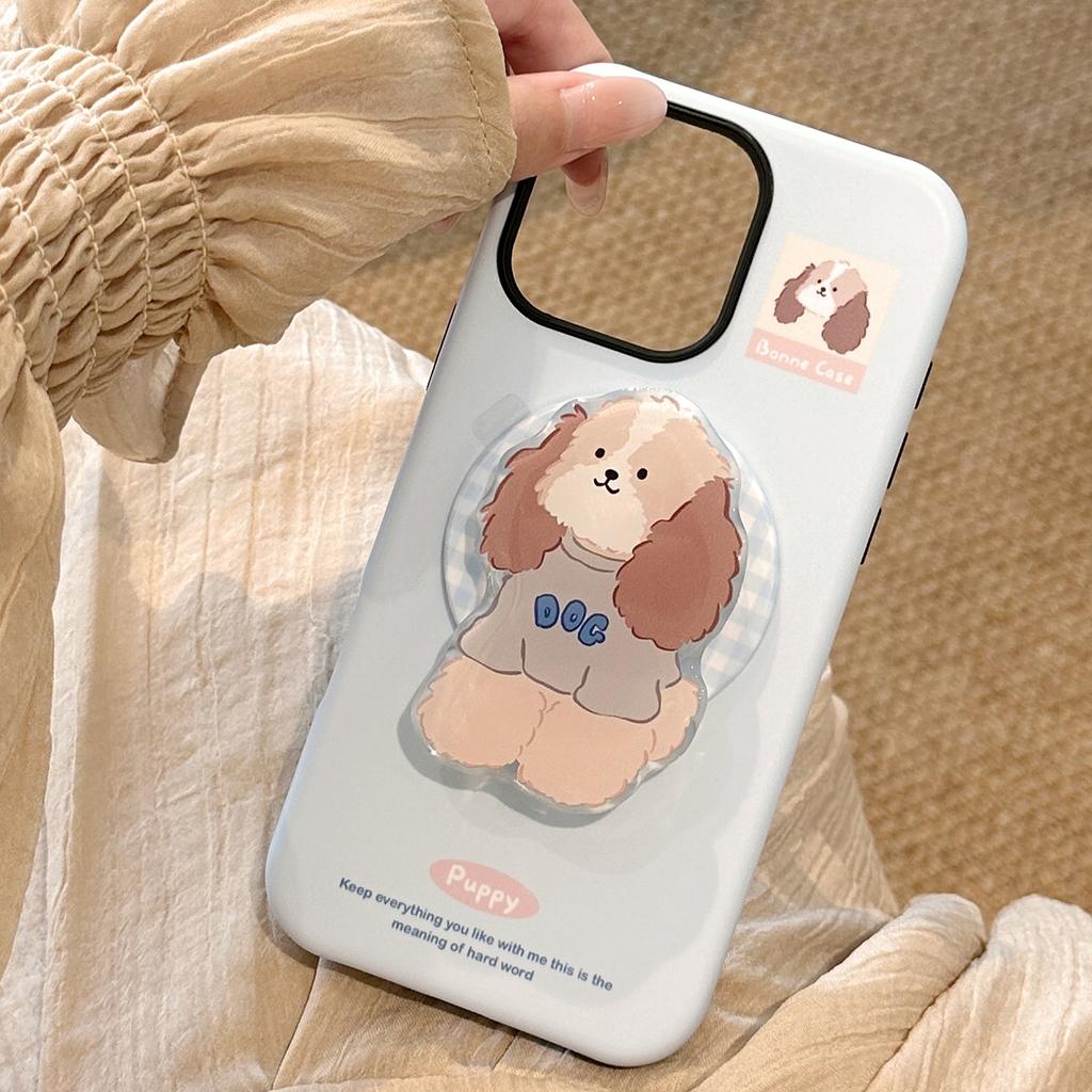 Cute Big Ear Dog Magnetic Bracket Apple 16 Mobile Phone Case IPhone 13 Suitable for 11 Philin 15 Promax Hard 14