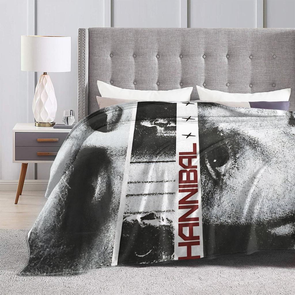 Hannibal Poster Design Strickdecke Mads Mikkelsen Flanell Überwurfdecke Flugzeug Reisen Personalisierte Leichte Tagesdecke,
