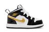 Kids' Sneakers Nike Jordan 1 Mid Patent Black White Gold (TD) Black/White-Metallic Gold