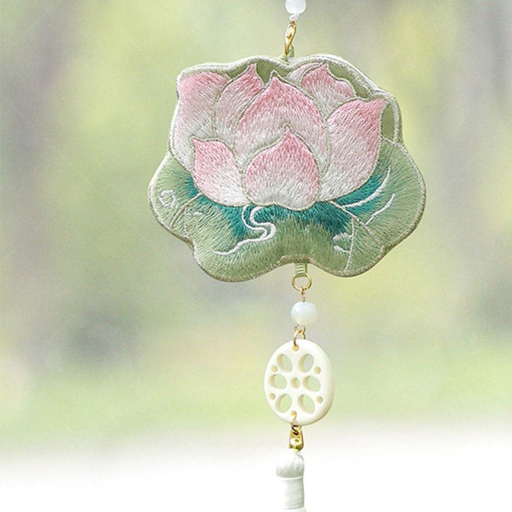 Sweet Embroidery Lotus Shoulder Bag Antique Style Handmade Chinese Hanfu Bag Traditional Elegant Ancient Style Messenger Bag