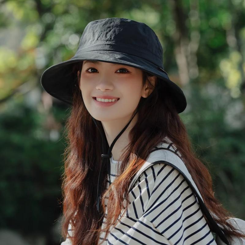 2025  Hat Women Summer Uv Protection Sun Protection Mountaineering Quick-Drying Fisherman Hat Windproof Rope Sun Hat