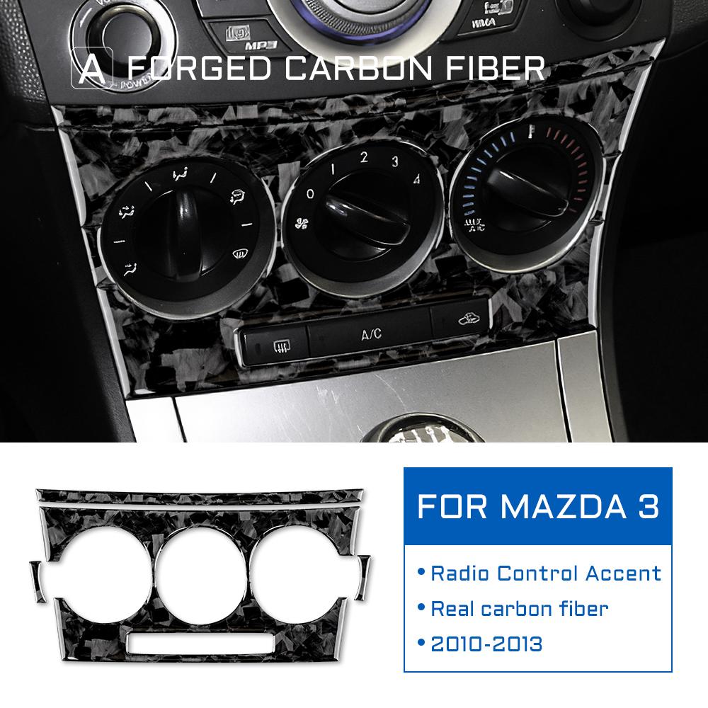 Real Carbon Fiber Car Radio Control Accent Sticker For Mazda 3 2010 2011 2012 2013 Interior Trim Auto Accessories Car Styling