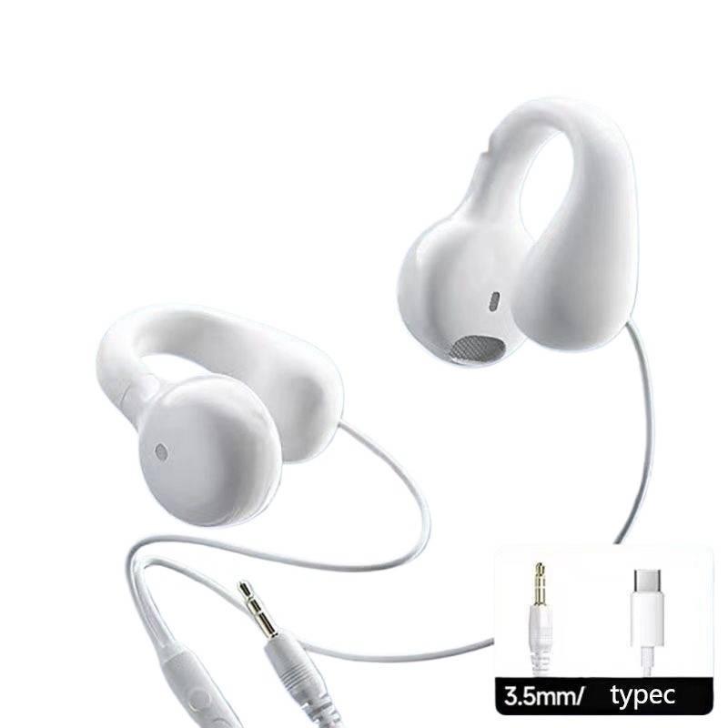 Type-C Durable Wired Earclip Headphones: Non-Bone Conduction, Painless Long Wear, Non-In-Ear Design, High Quality, Round Hole