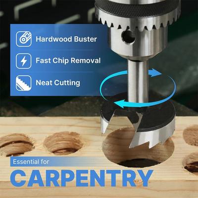 1Pcs High Carbon Steel Forstner Boring Drill Bits Multi-Tooth 1/4" 6.35mm Hex Shank Flat Wing Drill 8-35mm Wood Hole Opener
