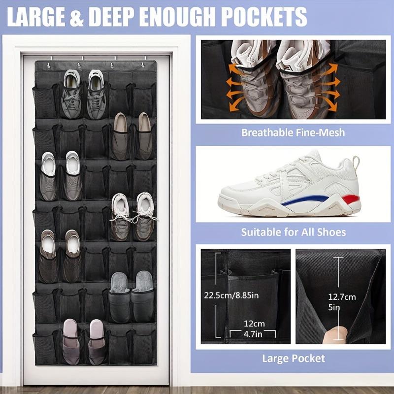 Shoe Storage Rack on Door–Hanging Organizer with 14/24 Mesh Bags for Wardrobe Entryway,Bedroom – Fits Men's Shoes&Women's Heels
