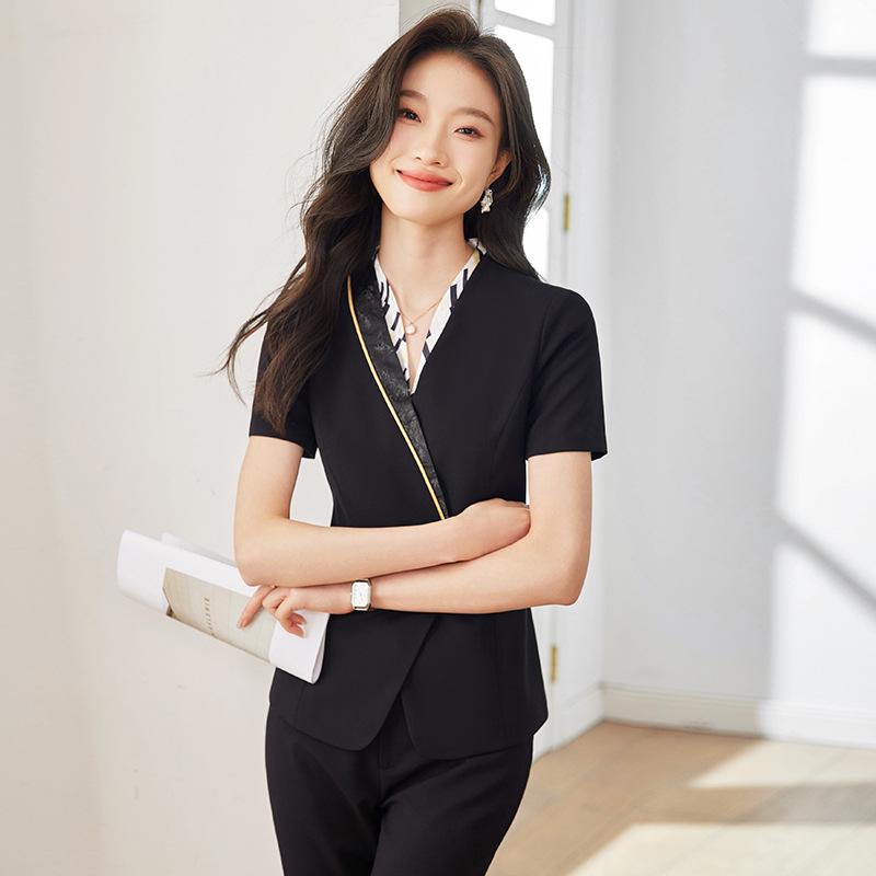 Women's Professional Flight Attendant Skirt Suit - Elegant Summer Workwear for Jewelry Stores & Hotels