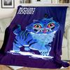 1Pc Kpop Demon Hunters Derpy Cats Print Flannel Blanket, Comfortable for All Seasons, Home Decor, Warmth and Comfort, Perfect for Christmas Gifts