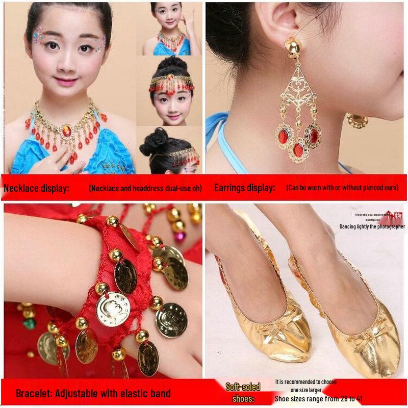 Children's Indian & Xinjiang Folk Dance Costume - Belly Dance Performance Outfit for Girls