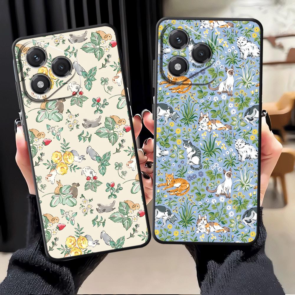 Case for Honor X5b 200 400 Lite X9a X8 90 X6 70 X7 Magic5Lite 8X Funda Phone Cover Cartoon Flower Animals