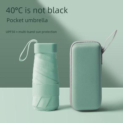 Creative Mini Six-Fold Black Glue Umbrella - Women's Compact Capsule for Sun and Rain, Dual-Use Sunscreen Protection.