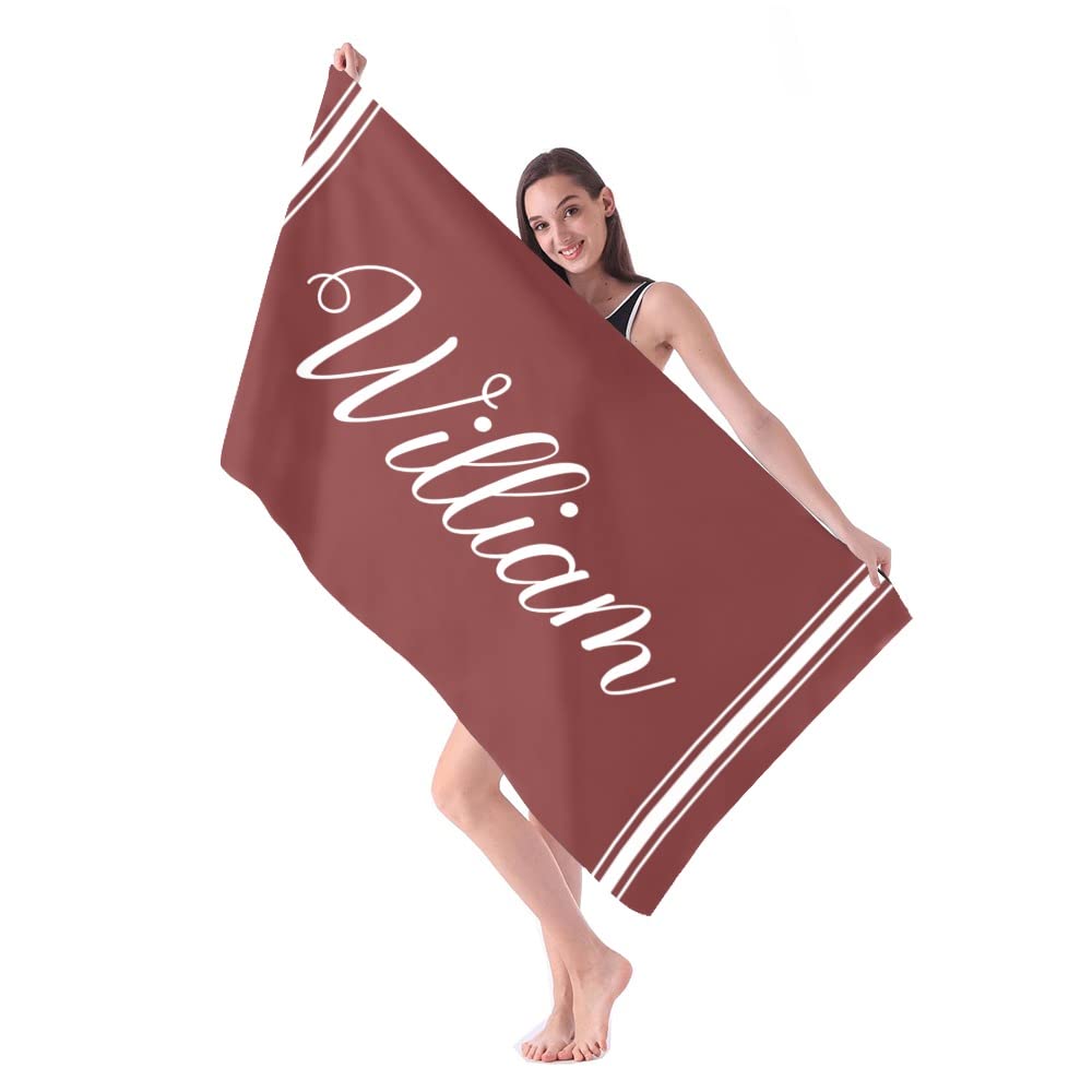 Personalized Striped Beach Towel Custom Name/Logo Oversized Microfiber Towel Summer Party Gift for Beach Swimming Bath Sports