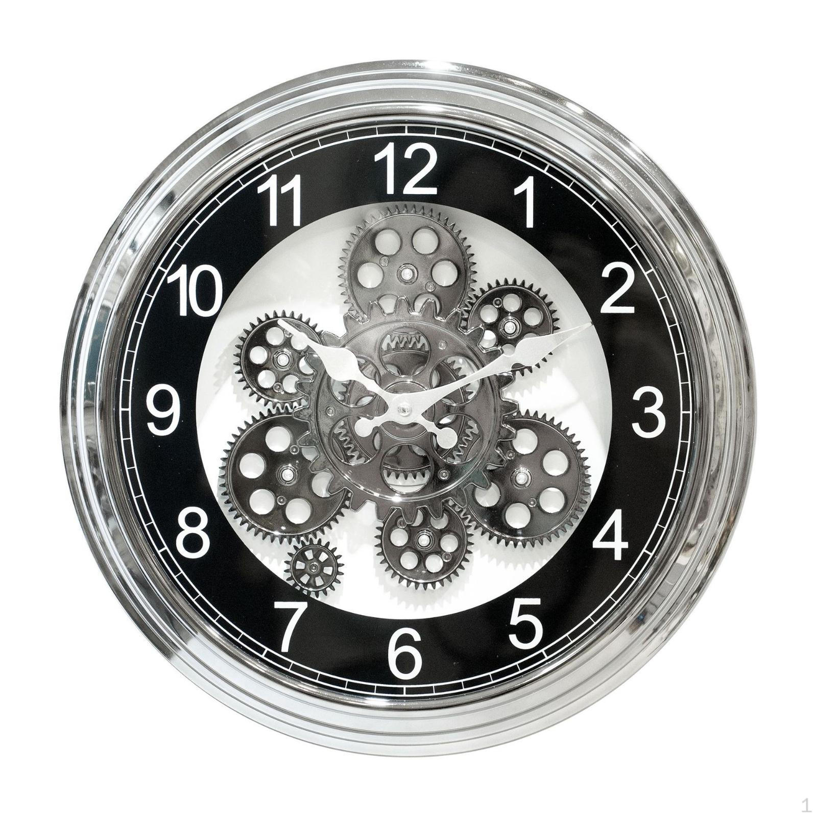 Gear Wall Clock RetroIndustrial with Moving Gears Decorative for Living Room, Office,