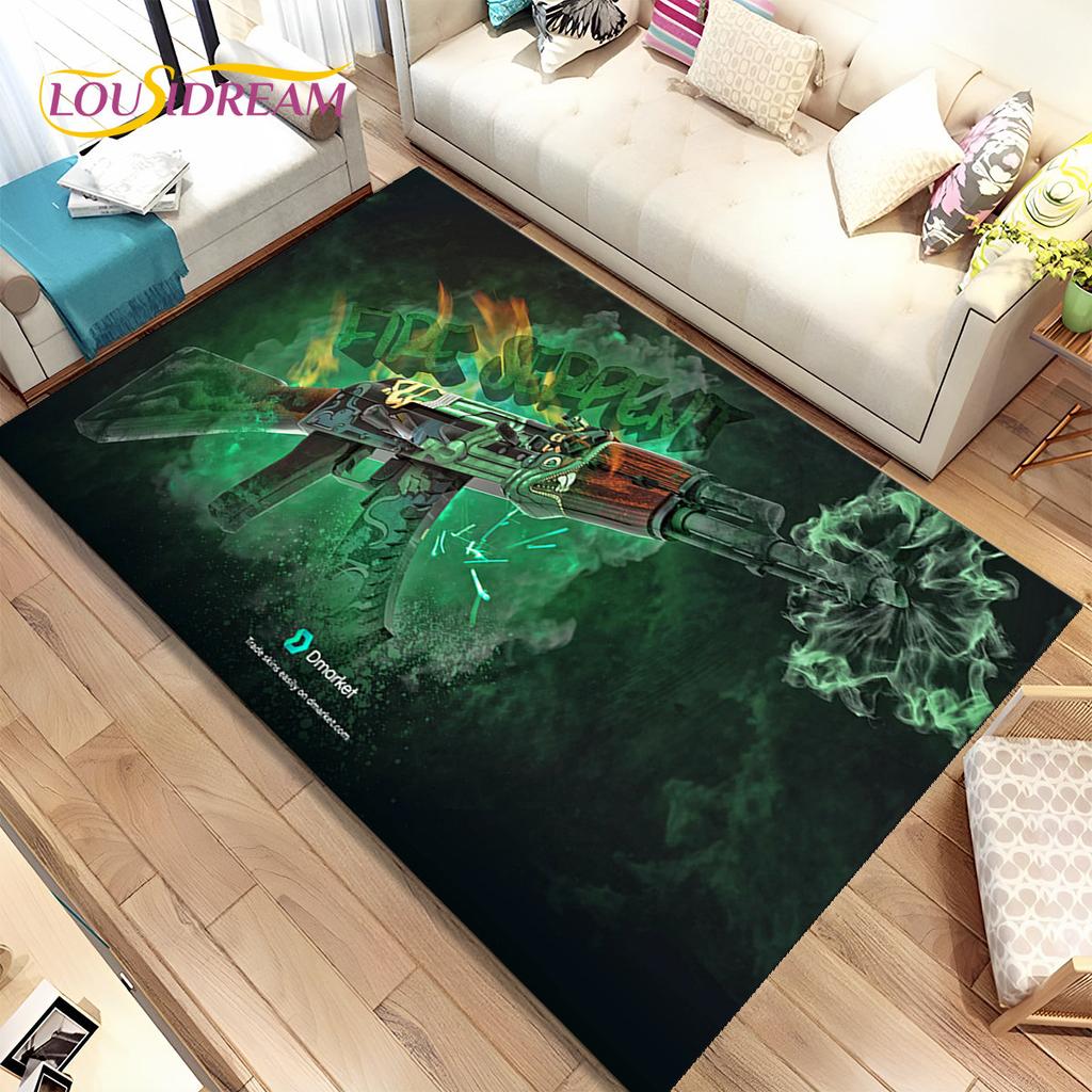 CS,USP,AK,M4,AWP,Gewehrpistolen-Patronengewehr-Bereichsteppich,Teppich für Zuhause, Wohnzimmer, Schlafzimmer, Sofa, Fußmatte, Dekor, rutschfeste Bodenmatte