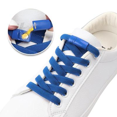 Nr. 8, 1 Paar, 8 mm Breite, elastische Schnürsenkel, Ton-in-Ton-Schnürsenkel mit magnetischer Schnalle, ohne Bänder, für Kinder und Erwachsene, schnelle Schnürung, Lazy Rubber, Sport-Schnürsenkel