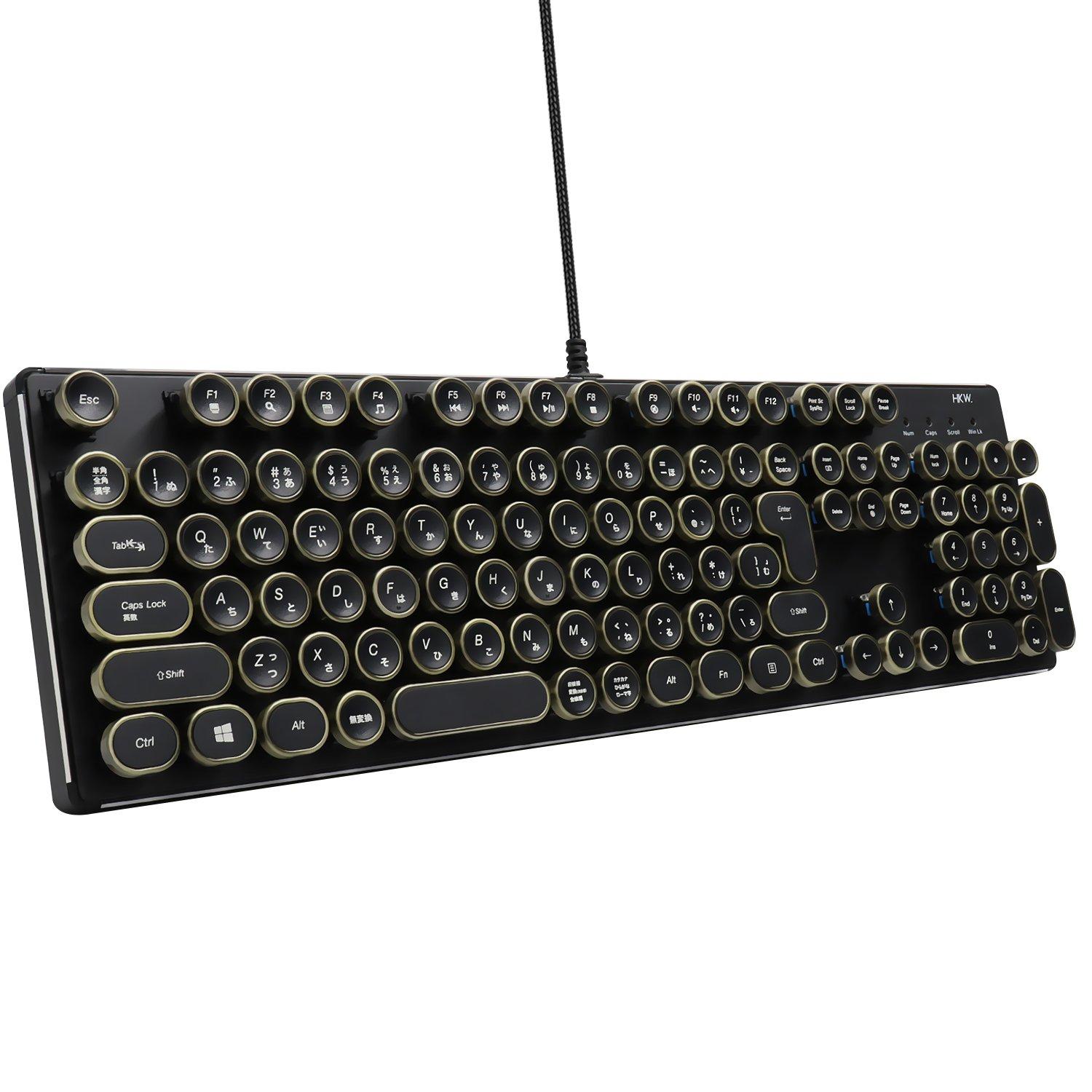 

Механічна клавіатура HKW у стилі друкарської машинки Blue Axis JIS Layout 109 клавіш USB Дротова японська клавіатура (Античний)