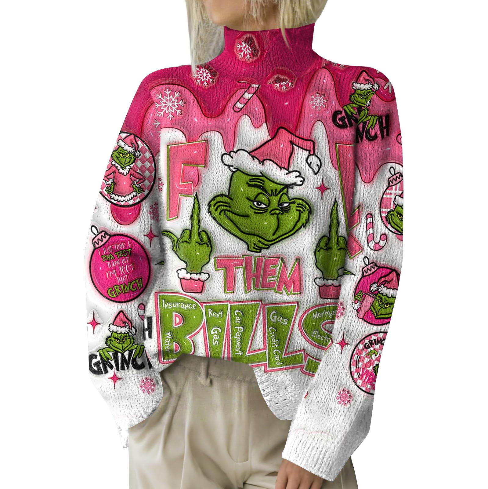 Рождественские толстовки для женщин Вязаный свитер Милая рубашка Осенняя водолазка Пуловер Топы XL 1980₽