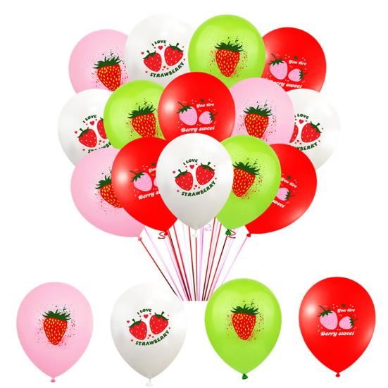 1 Set Sweet Strawberry Aluminum Film Balloons Set DIY Scene Layout Party Decoration Kids Inflatable Fruit Balloons Toy Birthday Party