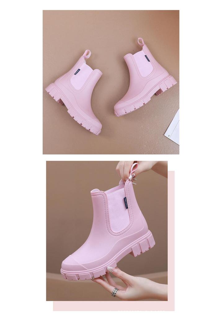 Women's Fashion Ankle Rain Boots: Elastic Chelsea, Non-Slip, Waterproof Waders