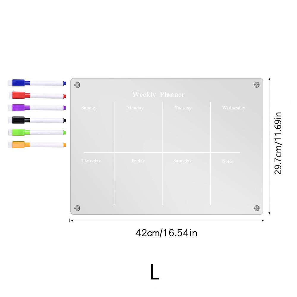 Magnetic Acrylic Schedule Board With Erasable Surface And Storage Box For Daily Planning