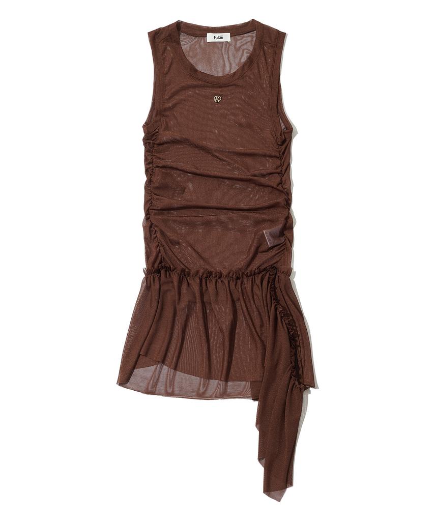 Faike Mesh Princess Line Drop Dress_Brown