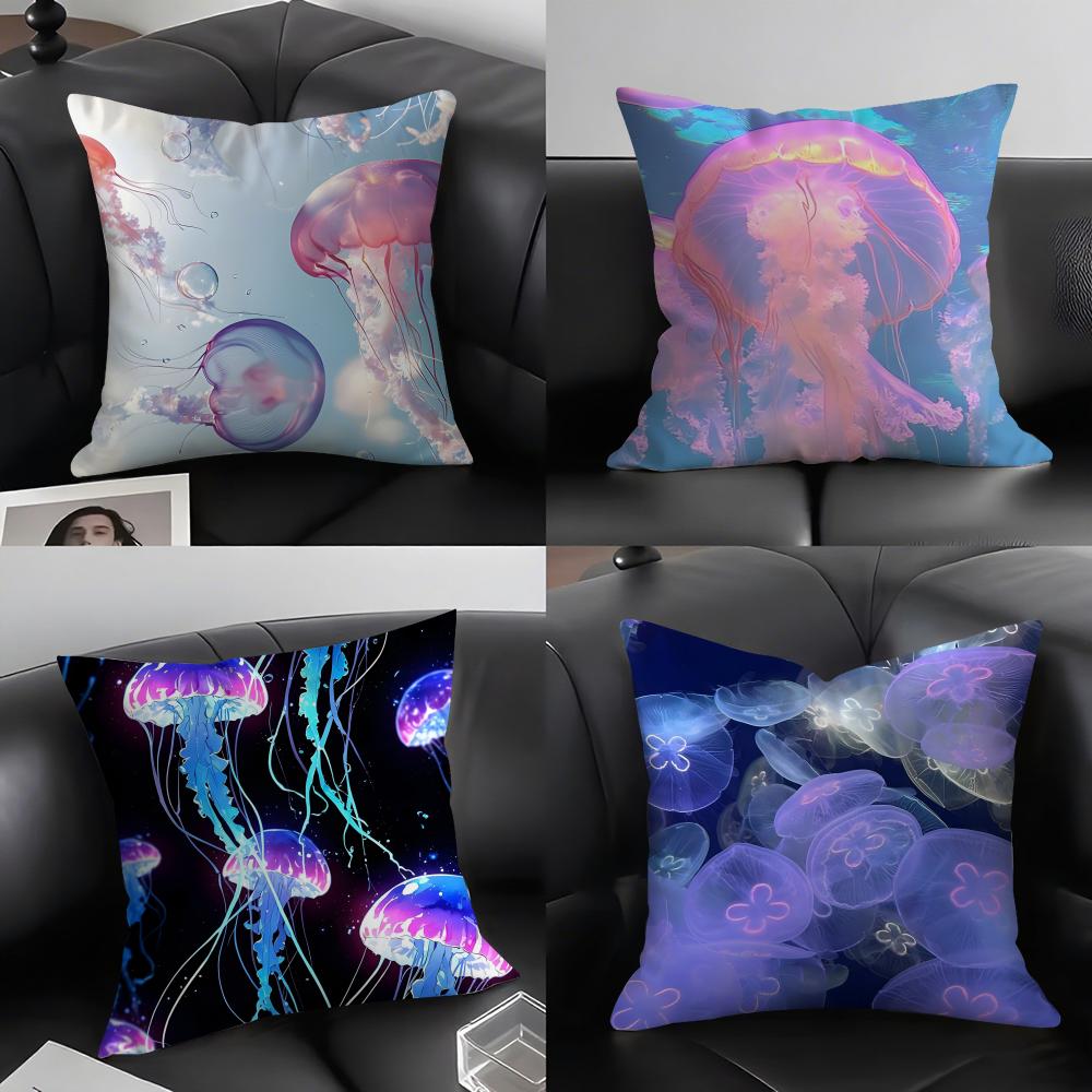 Jellyfish Fashion Cushion Cover Pillowcase Ultra Soft Skin Friendly Fabric Cloud Like Comfort Concealed Zipper