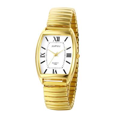 Aço Inoxidável Analógico Quadrado Simples Ajustável Quartzo Moda Dourado Perfeito Presente para Ele ou ou Dia Masculino Casal Relógio Display, Design, À Prova d'Água,