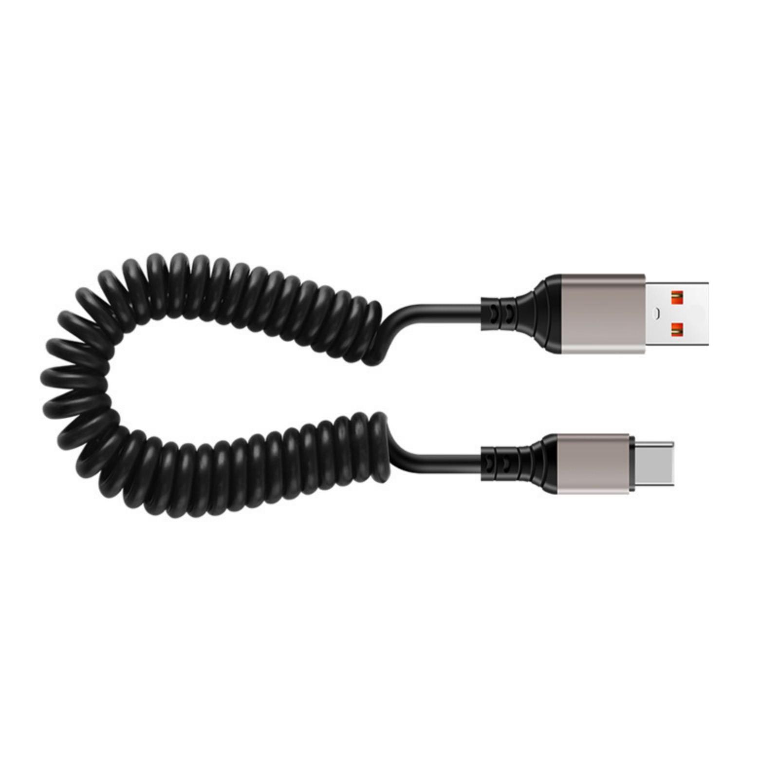 

Кабель USB C/A на Type C Кабель для быстрой зарядки 6A Спиральный шнур для автомобиля Автомобиля Телефонов Эффективный шнур питания A