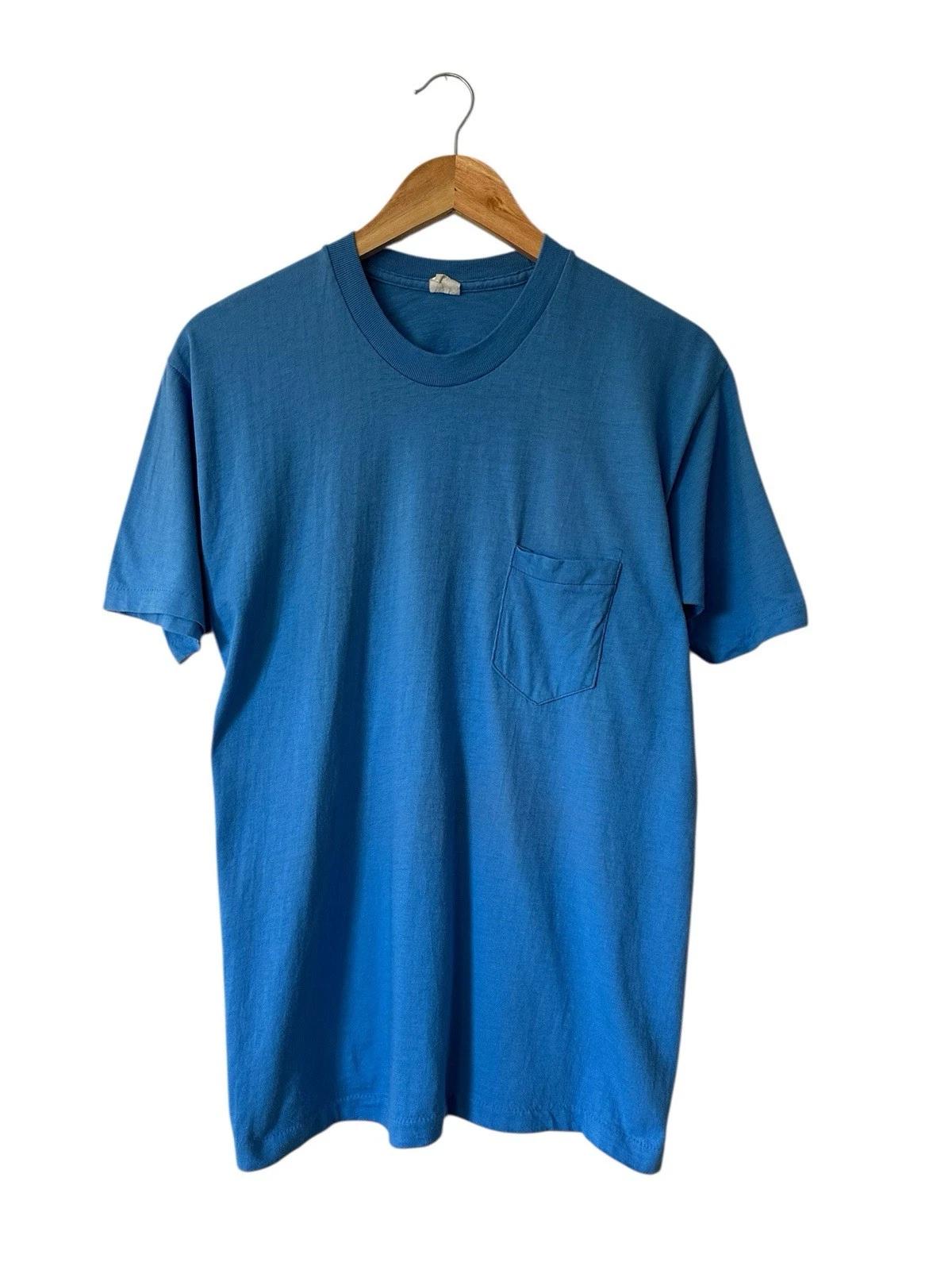 Vintage Sears Blank Blue Pocket T Shirt Men’s Medium USA Single Stitch L