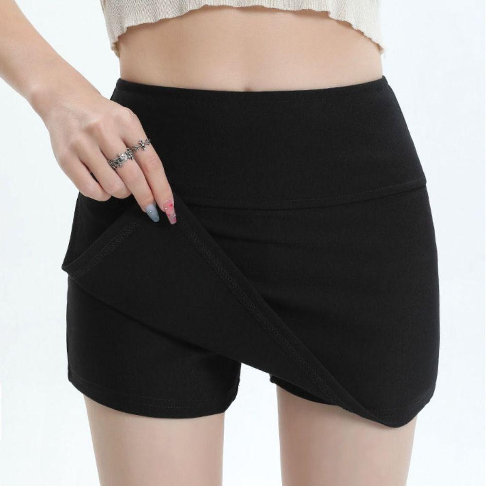 Y2K Mini Shorts Skirt Side Slit Skirt with Safety Shorts Fashion Women's A-line Culottes Club
