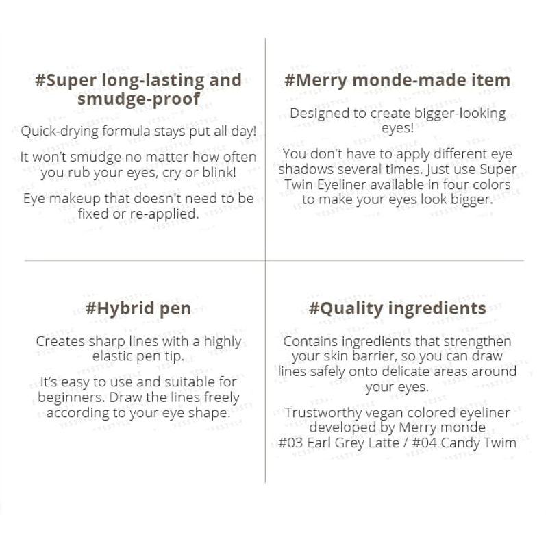 Merry Monde - Super Twim Pen Eyeliner - 5 Types
