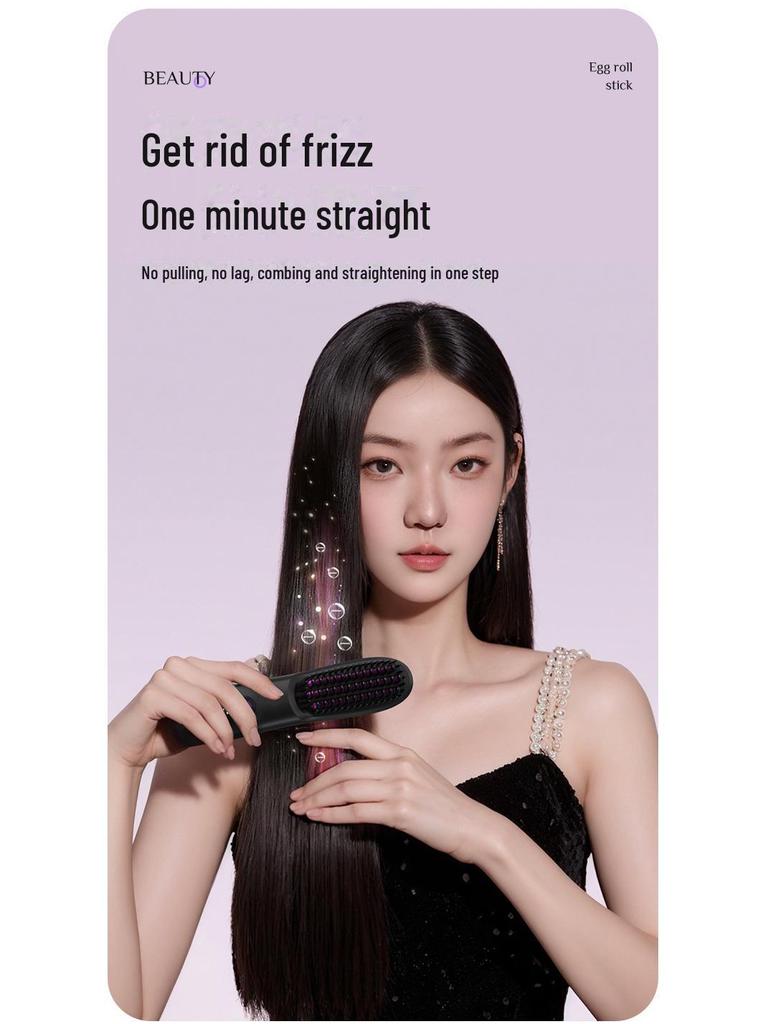 Portable LCD Hair Straightening Comb: Negative Ion Charging, Safe Heat, No Hair Damage