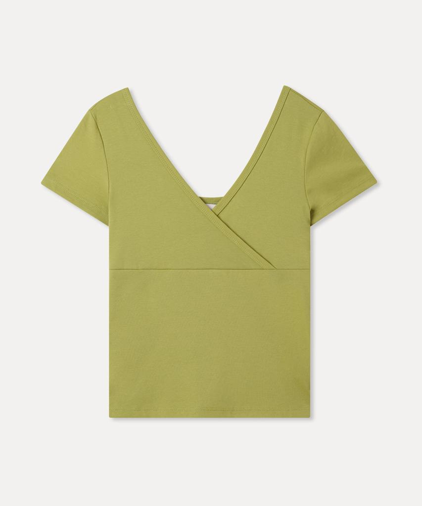 MIXXO V-Neck Wrap Short Sleeve T-Shirt_Miwhwg46Ss