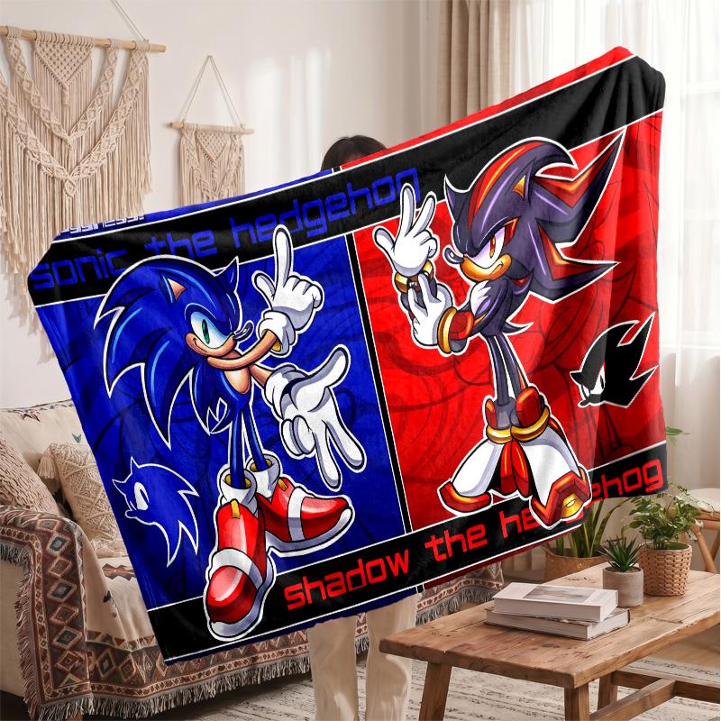 Sonic the Hedgehog Printed Flannel Blanket, Skin Friendly Warm Throw for Indoor Couch Bed Daily Use