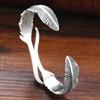 PANJBJ 925 Sterling Silver Feather Adjustable Couple Bangle Gothic Punk Design Women Jewelry Gift Lucky Bracelet Dropshipping
