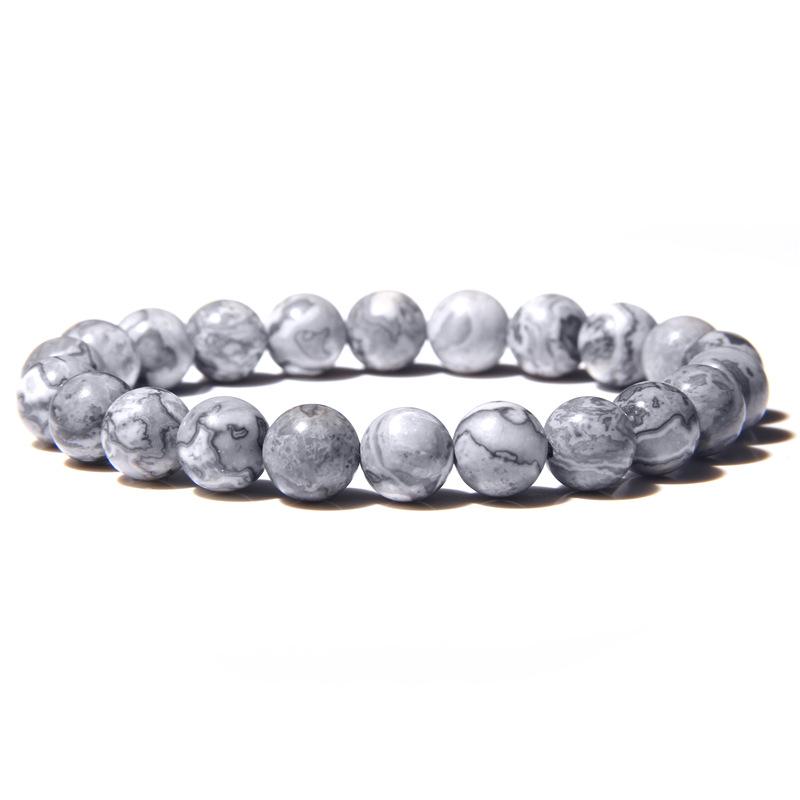 8Mm Natural Stone Bead Bracelet Men's Turquoise Elastic Bracelet.