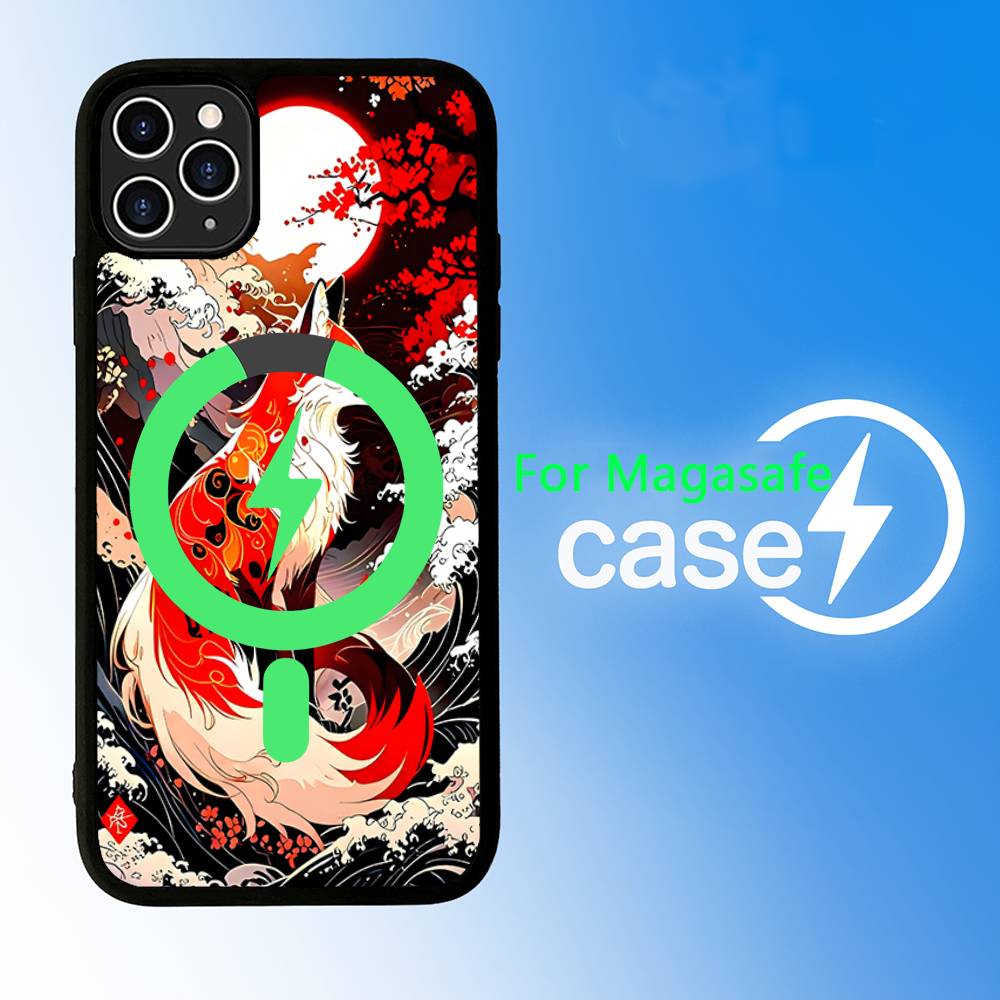 Cartoon Animal Fox Black For Magsafe Magnetic Phone Case For IPhone 16 15 17 Pro Max 11 12 13 14 Plus Cover