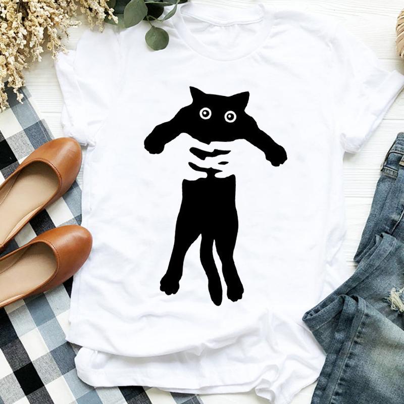 Women Lady Casual Cat Letter Funny 90S Style Cute Print Shirt T Tee For Womens Clothes