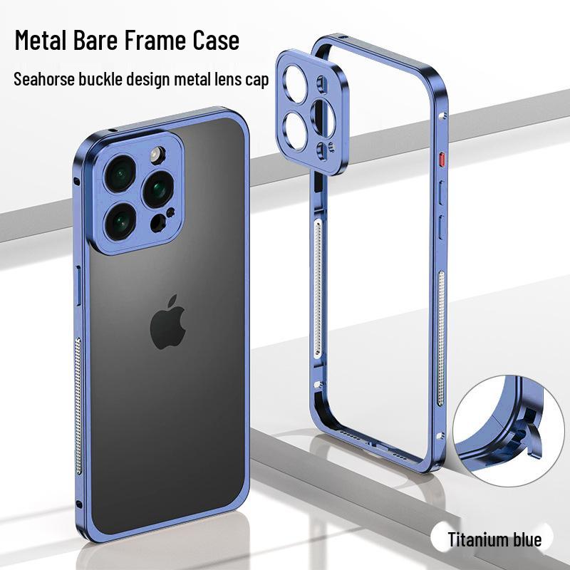iPhone 15 Pro Aluminum Alloy Heat Dissipation Bumper Case with Seahorse Buckle